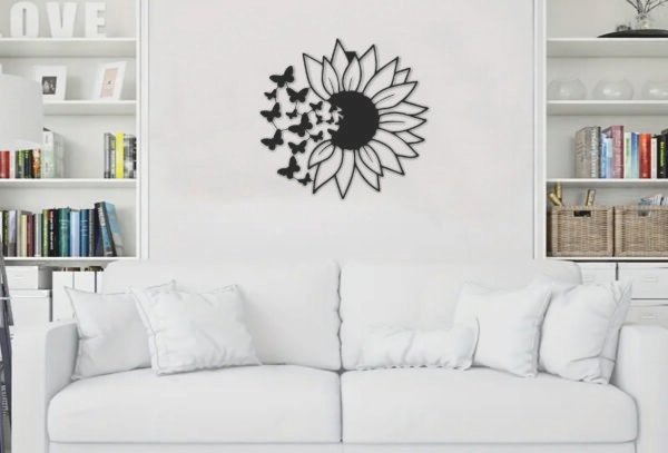 JD 014 - Butterfly flower metal wall art